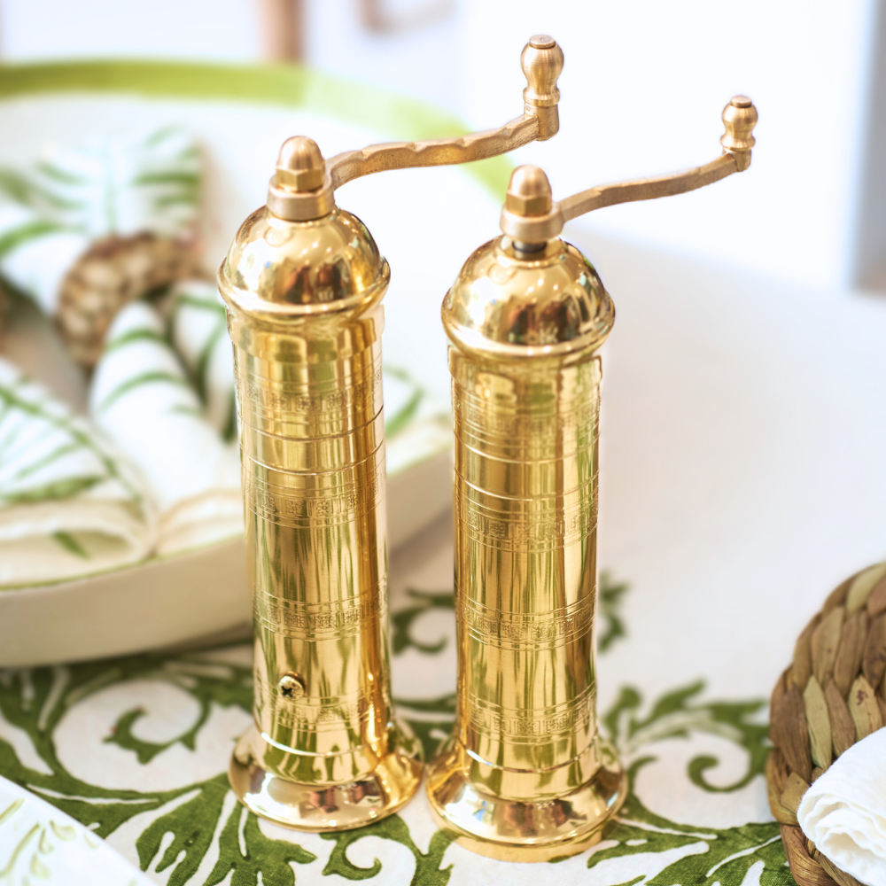 Original Greek Brass Pepper and Salt Mill Set 8-Inch